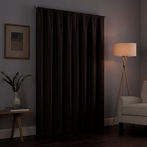 Eclipse Kendall Solid Textured Blackout Thermal Insulated Lining Grommet Window Curtain for Bedroom (1 Panel), 42 in x 84 in, Black