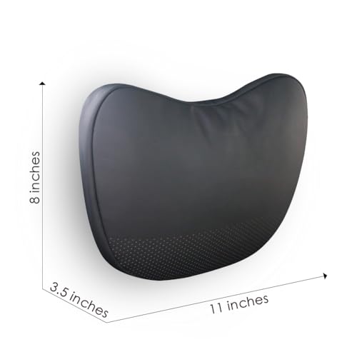 TANOLA TESBEAUTY Nappa Leather Headrest Pillow 2 Packs for Tesla Neck Pillow Uniquely Designed for Tesla Model Y/3 Neck Support Cushion for People Under 5'7" Invisible Strap Black