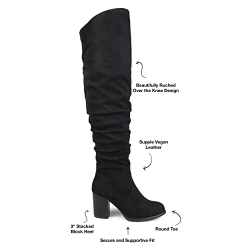 Journee Collection Womens Kaison Wide Calf Stacked Heel Over The Knee Boots - Wide Calf Grey - 9.5