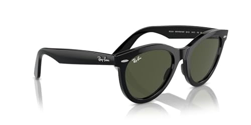 Ray-Ban RB2241 Wayfarer Way Round Sunglasses, Black/Green, 51 mm