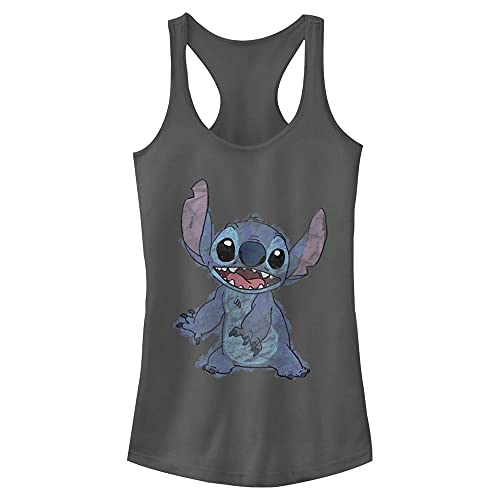 Disney Junior's Lilo Sketchy Stitch Slim Fit, Scoop Hem Racerback Tank, Charcoal, X-Small