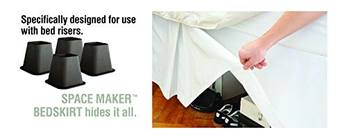 Spacemaker Extra-Long 21" Drop Length Bed Skirt, Twin, White