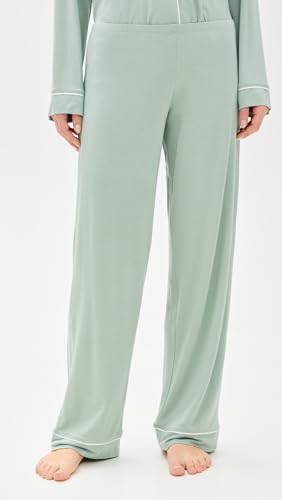 Eberjey Women's Gisele The Long Pajama Set, Pure Ivory/Navy, Off White, White, XS