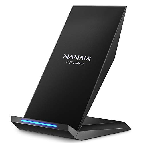 NANAMI Wireless Charger - Fast Wireless Charging Stand Desktop Charger Dock for iPhone 16/15/14/13/12/11 Pro/XS Max, Samsung Galaxy S24/S23/S22/S21/S20/S10/S9/Note 20 Ultra/10/9 and Qi-Enabled Phone