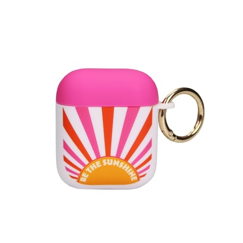 Packed Party for AirPods Case Cover, Soft Silicone Protective Cover with Detachable Gold Hook, Compatible with Apple AirPods 2nd 1st Generation Charging Case, Be The Sunshine Earbuds Case Cover