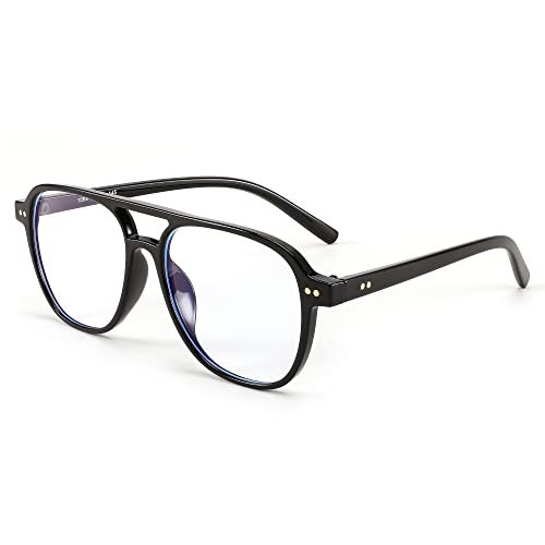 FEISEDY Lightweight Pilot Glasses Frame Blue Light Blocking Glasses Women Men Oversized Square Computer Glasses B2387