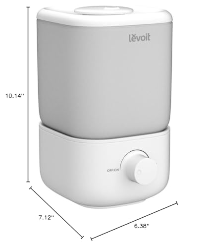 LEVOIT Top Fill Humidifiers for Bedroom, 2.5L Tank for Large Room, Easy to Fill & Clean, 28dB Quiet Cool Mist Air Humidifier for Home Baby Nursery & Plants, Auto Shut-off and BPA-Free for Safety, 25H