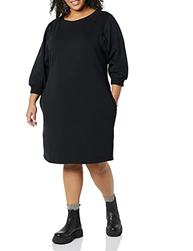 Amazon Essentials Women's Fleece Blouson Sleeve Crewneck Sweatshirt Dress (Available in Plus Size), Black, 5X