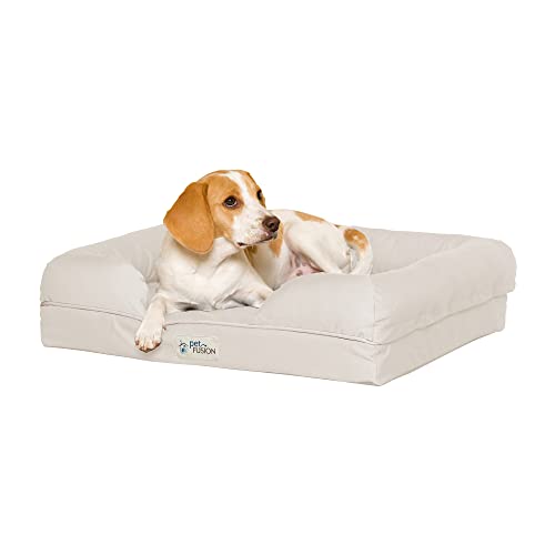 PetFusion Ultimate Dog Bed, Orthopedic Memory Foam, Multiple Sizes and Colors, Medium Firmness Pillow, Waterproof Liner, YKK Zippers, Breathable 35% Cotton Cover