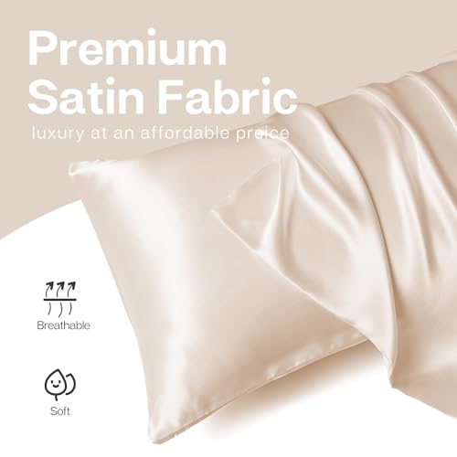 MR&HM Satin Pillowcase for Hair and Skin, Silk Satin Pillowcase 2 Pack, Standard Size Pillow Cases Set of 2, Silky Pillow Cover with Envelope Closure (20x26, Navy Blue)