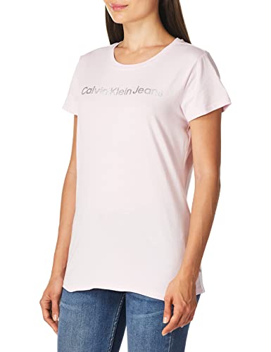 Calvin Klein Jeans Women's Plus Size Short Sleeve Iconic Tee, Iced Pink, 1X