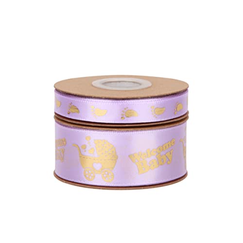 Meseey 2 Rolls Total 20 Yards Welcome Baby Ribbon Black and Gold Foot Print Ribbons for Crafts Cake Baby Shower Birthday,Gift Wrapping, Party Decoration (Black)