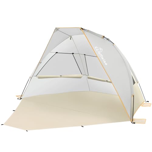 WolfWise 2-3 Person Portable Beach Tent UPF 50+ Sun Shade Canopy Umbrella with Extendable Floor, Blue