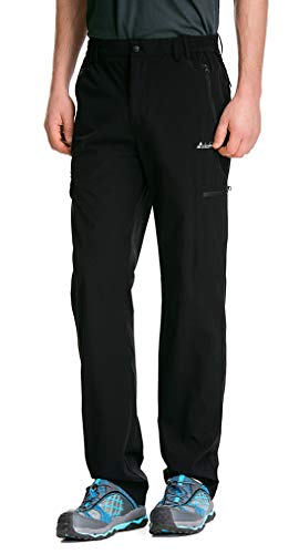 clothin Men's Elastic-Waist Travel Pant Stretchy Lightweight Pant Multi-Pockets Quick Dry Breathable(Cocoa Brown 3XL-30)