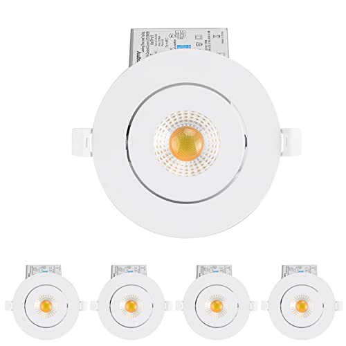 4 Inch Led Recessed lights ,Ultra-Thin Adjustable Eyeball Gimbal LED Recessed Lighting, with Junction Box 9 Watts,750lm, Dimmable geiling light ETL (2700K/3000K/3500K/4000K/5000K Option, 4pack)