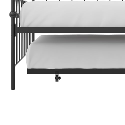 Novogratz Bright Pop Full Metal Daybed with Twin Trundle Bed, Black