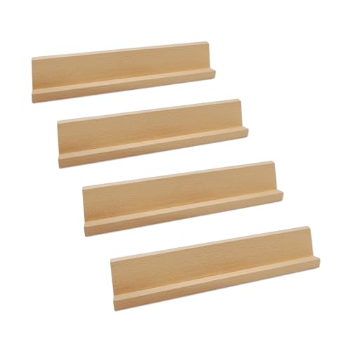 4 Wooden Trays/Racks for Dominoes Set for Adults, Double 6 Dominos Set Holders 4 Beech Wood Racks for Tiles Game Classic Board Game