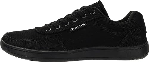 WHITIN Wide Toe Box Barefoot Sneakers for Women Canvas Minimalist Fashion Zero Drop Sole Shoes Size 5.5 Walking Non Slip All Black 36