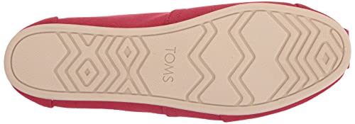 TOMS Women's Alpargata Recycled Cotton Canvas Loafer Flat, Red, 5