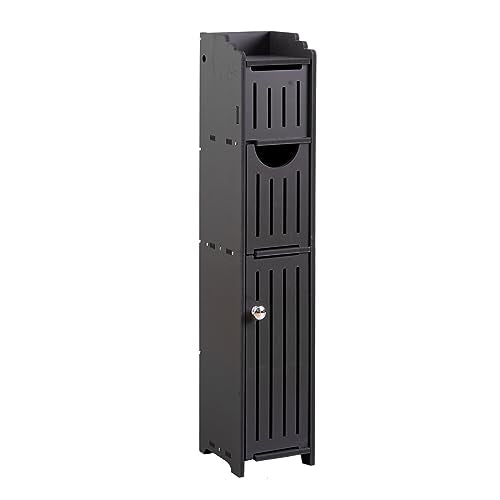 AOJEZOR Bathroom Storage Cabinet: Small Bathroom Storage Cabinet for Small Space-Toilet Paper Cabinet Fit for Small Roll,Black