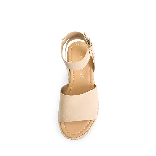 DREAM PAIRS Women's Platform Espadrilles Casual Ankle Strap Wedge Sandals Comfortable Dressy Summer Shoes,Size 10,Nude-Suede,SDPW2359W