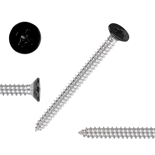 White Head 50 PCS #12X2" Stainless Steel Phillips Flat Head Wood Screws,Stainless Steel 18-8 A2(304) Screw,Home Screw Kit by QISHENG