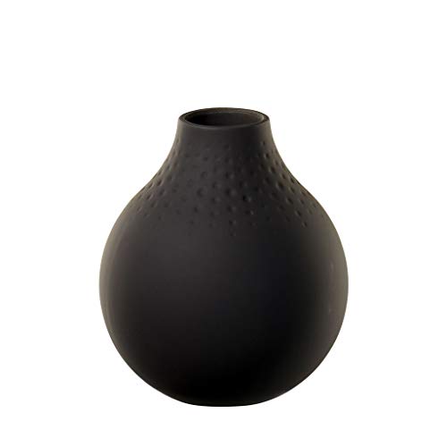 Villeroy & Boch Collier Noir Small Vase : Perle, 4.25 in, Black