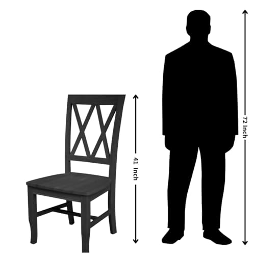 IC International Concepts, Set of 2 Double X-Back Dining Chairs, Armless, Real Wood, Kitchen/Dining/Accent, 19.9"W x 22"D x 41.3"H, 225 Lbs Wt. Capacity, DIY, Paint/Stain In Any Color, Unfinished