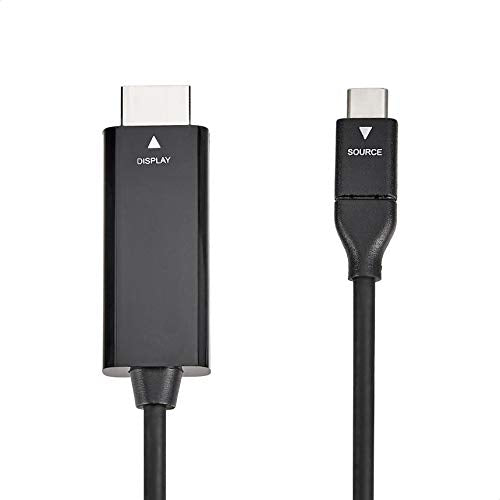 Amazon Basics USB-C (Source) to HDMI (Display) Cable Adapter (Thunderbolt 3 Compatible) 4K@30Hz, 6-Foot, Black
