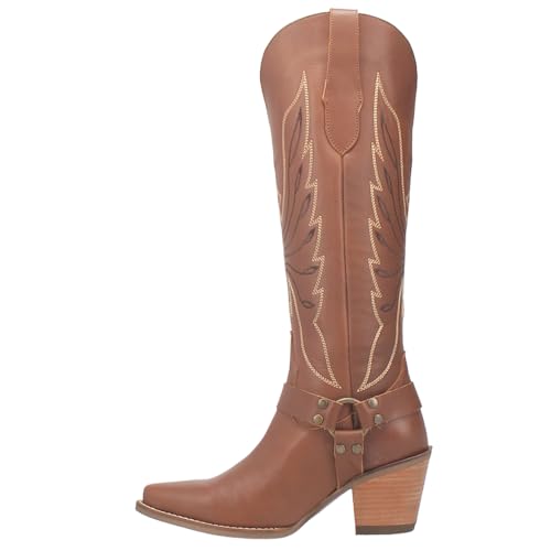 Dingo Womens Heavens To Betsy Snip Toe Casual Boots Knee High Mid Heel 2-3" - Brown - Size 8 M