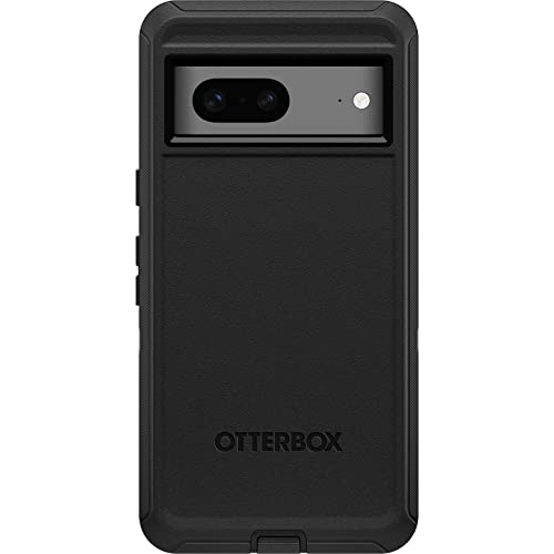 OtterBox Google Pixel 7 Defender Series Case - BLACK, rugged & durable, with port protection, includes holster clip kickstand