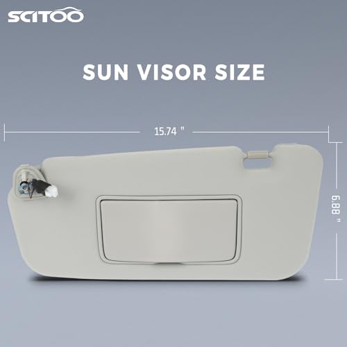 SCITOO Gray Left Driver Side Sun Visor Assembly fit for 2009 2010 2011 2012 2013 2014 for Nissan Murano with Sunroof