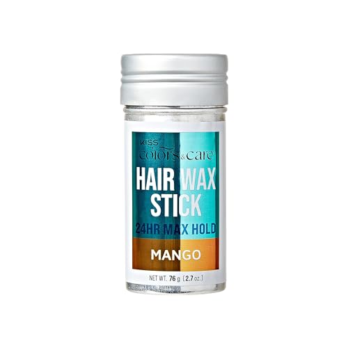 KISS COLORS & CARE 24 Hour Maximum Hold Edge Fixer Hair Wax Styling Stick, Non-Oily, Flake-Free, Biotin B7, Castor Oil, & Shea Butter Infused, Net Wt, 76g (2.7 oz.) - Coconut Scent