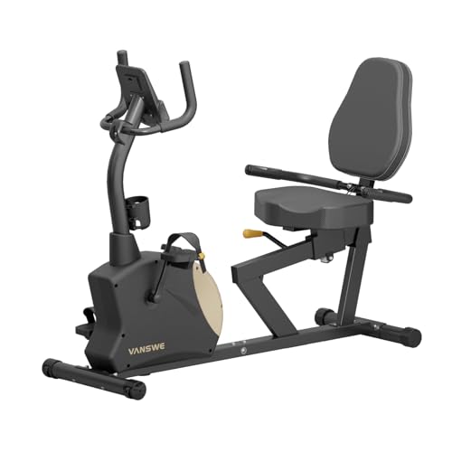 VANSWE Recumbent Exercise Bike for Seniors, Recumbent Bike for Home, Recumbent Stationary Bike 400LBS Weight Capacity with Smart App, LED Monitor, Heart Rate Handle, Magnetic Resistance (Red&Black)