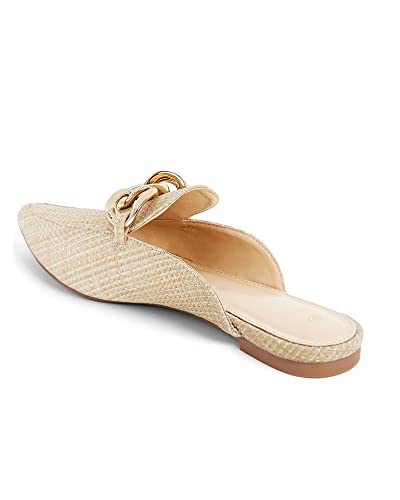 Juliet Holy Womens Mules Flats Pointed Toe Backless Loafers Slip on Metal Chain Slides