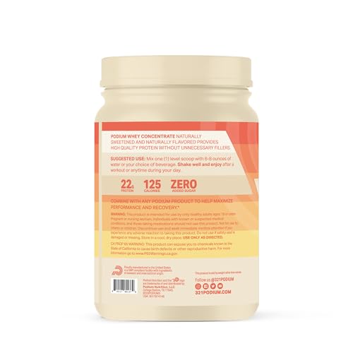 Podium Nutrition Whey Protein Powder, Chocolate Brownie, 22g Protein Per Serving with Digestive Enzymes, Whey Protein Isolate & Concentrate, Gluten Free, Low Carb, Low Sugar & Soy Free, 15 Servings