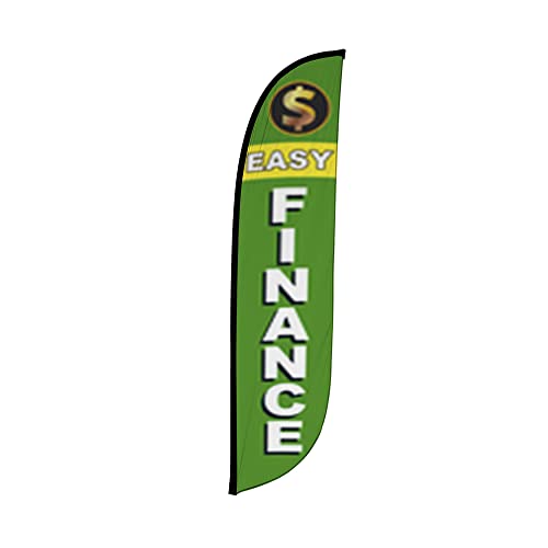 LookOurWay Feather Flag Banner - 12 Feet Tall Advertising Flags for Outdoor Business and Events Promotion - Swooper Flag Only - Car Dealership Flags - Easy Finance (10M1200239)