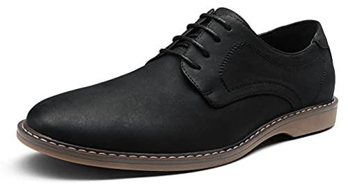 Jousen Men's Dress Shoes Plain Toe Suede Oxford Casual Business Dress Shoes Classic Formal Derby Shoes (AMY622 Black 9)