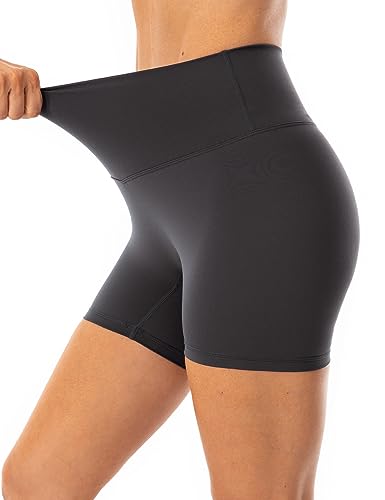 Lavento Women's All Day Soft Biker Shorts 7 Inch - High Waisted Workout Gym Running Yoga Shorts (Black, 4)