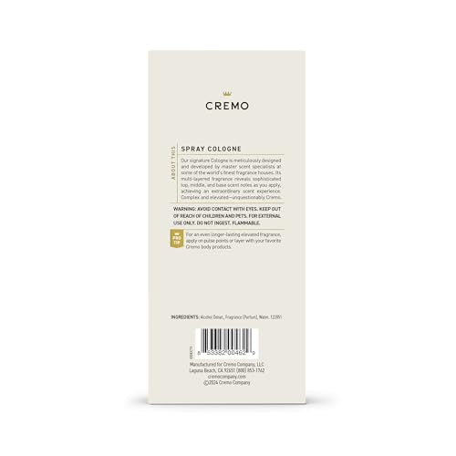 Cremo Cologne for Men - Bourbon & Oak Mens Cologne Spray - A Sophisticated Blend of Distiller’s Spice, Fine Bourbon and White Oak, Fragrances For Men, 3.4 Fl Oz