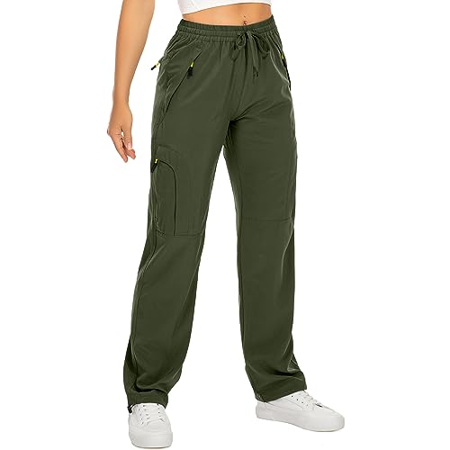 Women's Hiking Pants Quick Dry UPF 50 Travel Golf Pants lightweight Camping Work Cargo Pants Zipper Pockets,6608,Army,XS