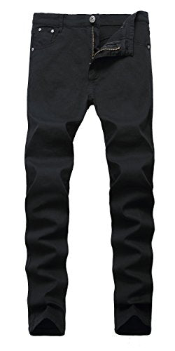 Qazel Vorrlon Men's Blue Skinny Ripped Jeans for Men Stretch Washed Slim Fit Pencil Denim Pants Blue, Size 40