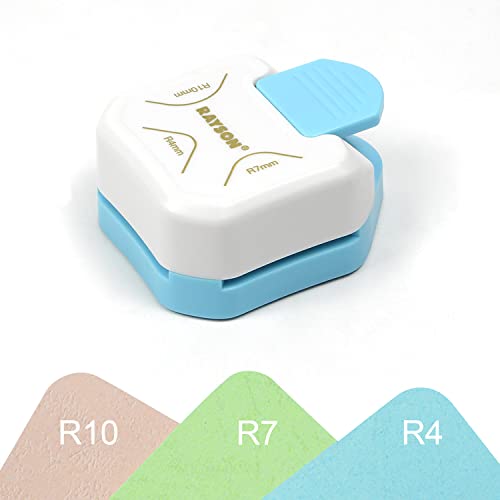 RAYSON CR05BL 3 in 1 Corner Cutter, 4mm 7mm 10mm 3 Way Corner Rounder Paper Punches for Paper Craft, DIY Projects, Blue