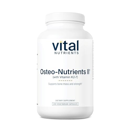 Vital Nutrients Osteo-Nutrients II | Vitamin K2 + D3, Calcium, Boron, and Magnesium for Bone Strength* | Healthy Heart Support | Vegetarian Supplement | Gluten, Dairy, Soy Free | 240 Capsules