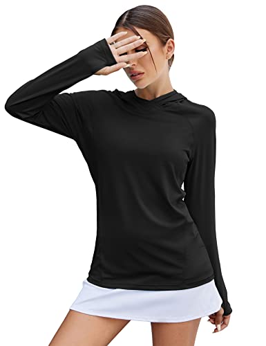 LUYAA Women's Long Sleeve UV Shirts Quick Dry Moisture Wicking Hiking Shirts Workout Tops Cooling Hoodie M White Purple