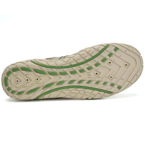 WateLves Barefoot Water Shoes Women Men Beach Swim Shoes Athletic Quick-Dry Aqua Socks Breathable Mesh Sneakers Walking Shoes (358/White/Green, 45)