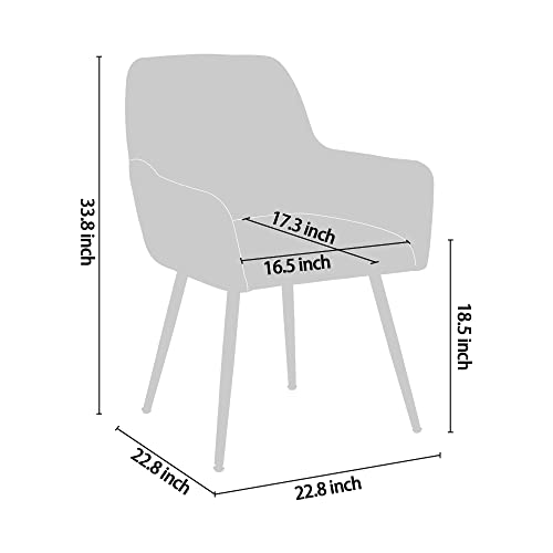 CangLong Dining Chairs Set of 2, Mid Century Modern Dining Room Chairs, Upholstered Velvet Dining Chair with Metal Legs, Vanity Chairs, Accent Chair for Kitchen, Living & Dining Room, Beige