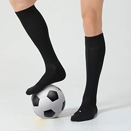 CelerSport 2 Pack Soccer Socks for Youth Kids Adult Over-The-Calf Knee High Socks with Cushion, Pink (2 Pack), Small