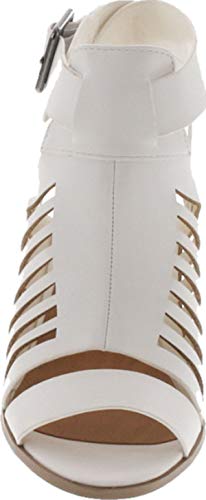 Soda Delicious Yummy Cutout Stacked Heel Sandal,White,5.5