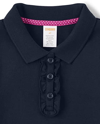 Gymboree,Girls,and Toddler Long Sleeve Ruffle Polo Shirt,Navy 3-Pack,2 Years